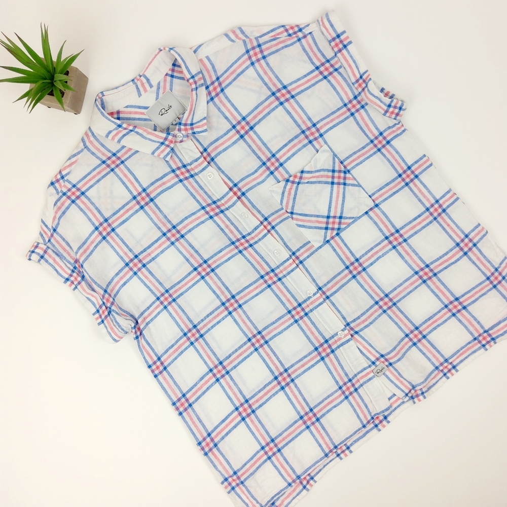 Rails Whitney Raspberry Azure Top Size Large - image 2